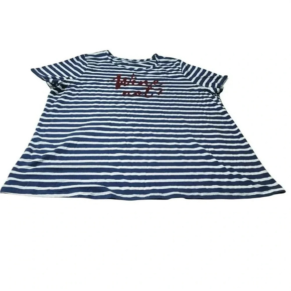 Lane Bryant Size 22/24 Wine Not Graphic blue Striped T-Shirt Short Sleeve Womens - Picture 5 of 7